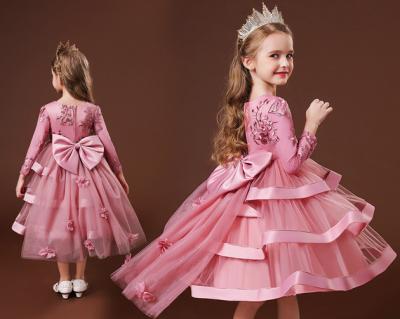 China Spandex/Cotton Large Size Kids Girls Flower Princess Formal Dress Host Performance Wedding Pettiskirt Small for sale