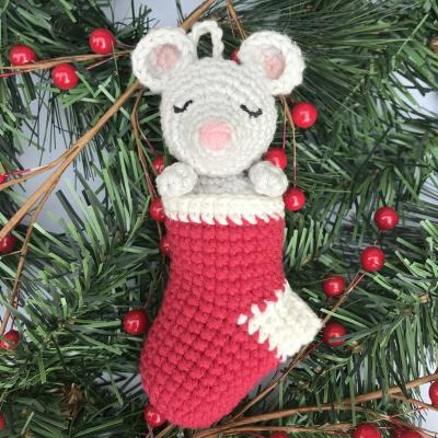 China Viable Manufacturer Wholesale New Design Knit Crochet Cat Christmas Pet Toy Mouse for sale