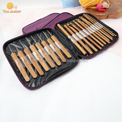 China Durable Hot Selling Bamboo Tunisian Starter Kit Diy Crochet Hook Needles Crochet Yarn Set Kits for sale