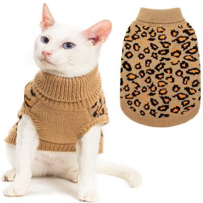 China Dog Cat Clothes Puppy Knitwear Sustainable Ropa De Mascotas Leopard Fabric Fashion Pet Clothing Sweater for sale