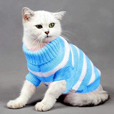 China Sustainable Pet Clothing High Stretch Soft Stripe Cat Kitty Cloth Knitwear Sweater for sale