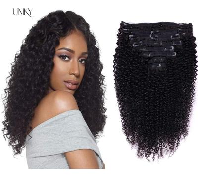 China Price Manufacturer Best Quality Class 10A Uniky Curly Curly Set Clip In Hair Extensions 100% Natural Straight Hair Weft for sale