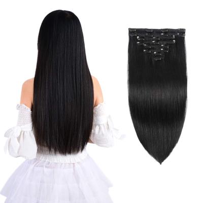 China Uniky Straight 100% Natural Virgin Indian Clip In Hair Extensions For Black Women for sale