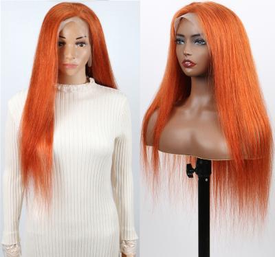 China Uniky Ginger Color Orange Lace Frontal Straight Wig Transparent Lace Hair Wig for sale