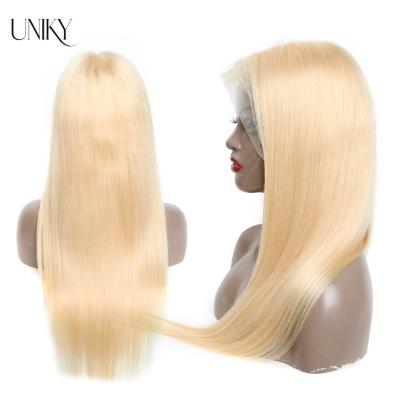 China Uniky Straight Wholesale 613 Blonde Lace Frontal Wig, Peruvian Hair Lace Front Wigs For Black Women for sale