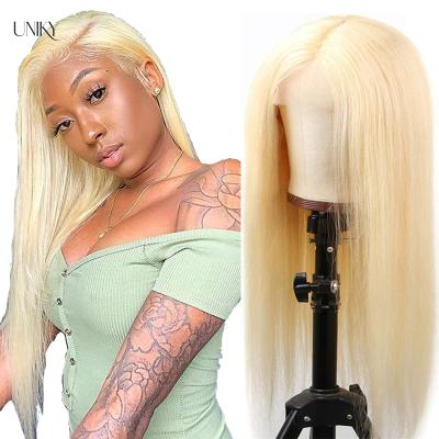 China Cheap Uniky 613 Hd Full Lace Frontal Wig Blonde Straight Human Hair Wig Raw Human Hair For Black Women for sale