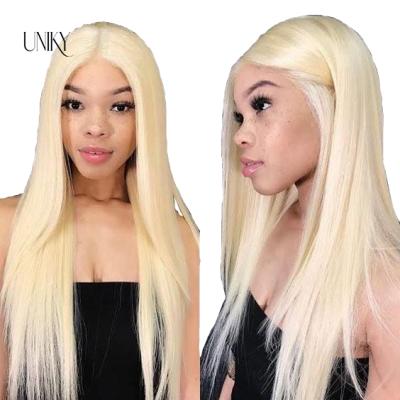 China Wholesale Uniky Straight 150% Virgin Hair 613 Blonde Lace Front Human Hair Wig 13x4 Lace Front Wig For Black Women for sale