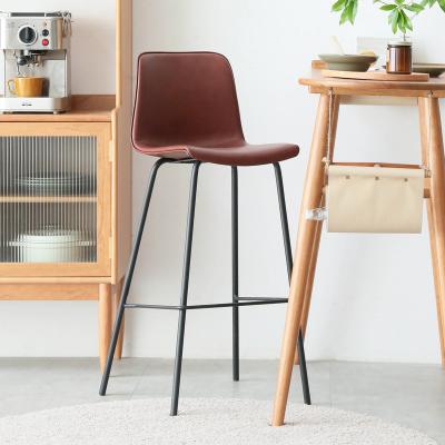 China Eco-friendly Luxury Nordic Style Metal Leather Chairs Outdoor Kitchen Living Room Counter Bar Stool High Bar Chair for sale