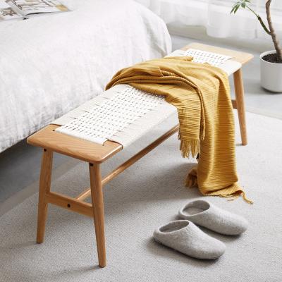 China Solid Wood Frame Storage Shoes Simple Nordic Changing Stools Natural Ottoman Bench Rattan Living Room Dining Chair for sale