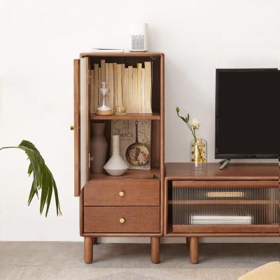 China High Quality Solid Color Adjustable Living Room Double Drawers Side Cabinets Pine Wood Natural Wood Cabinet (Other) Small Walnut TV for sale