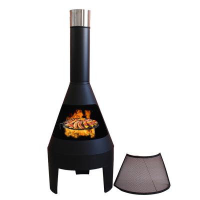 China Outdoor Steel Wood Burning BBQ Stored Fireplace Chimeneas for sale