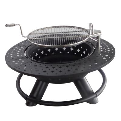 China Cool Stored Outdoor Garden Fire Pit Heavy Duty With BBQ Grill for sale