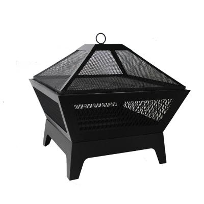 China Stocked Factory Wholesale Square Steel Fire Pit With BBQ Grill for sale