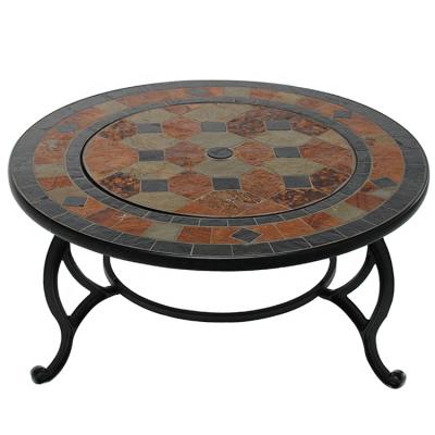 China Stocked Slate Muli-Function Coffee Table Fire Pit Top Table With Cooler for sale