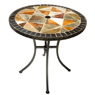 China Low Price Outdoor Fashionable Design Table Mosaic Outdoor Tables And Chairs Metal Table Set for sale