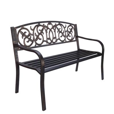 China Outdoor Patio Bench Double Seat Flower Design Cast Iron Bench for sale