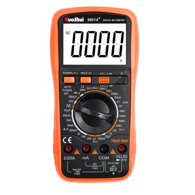 China RuoShui 9801A+ true multimeter RMS temperature and capacitance polimetro transistor tester with leads multimetro tester 9801A+ for sale