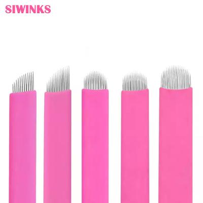 China Wholesale Pink Permanent Leather Disposable 304 Stainless Steel Blade PMU Microblading Needles Ultrahard Microblades For Tattoo for sale