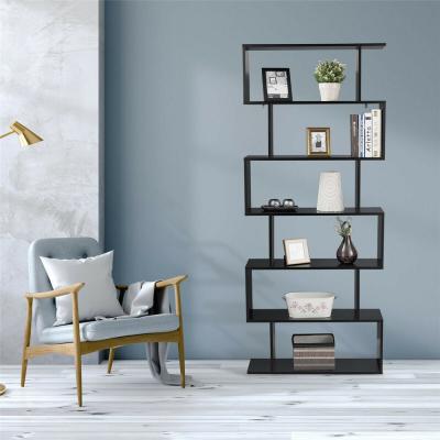 China Morden Sale Home Study Furniture S Shape Display Library Storage Shelf Wooden Book Shelves for sale