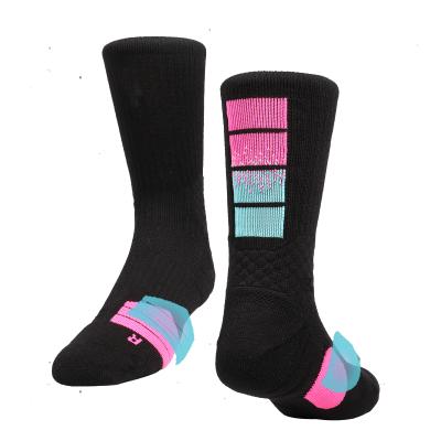 China Breathable custom made youth football soccer socks knitted logo design terry socks basketball socks coolmax for sale