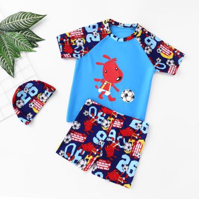 China Three Piece Children Cartoon Shark Dinosaur Baby Swimwear Summer Boys Beach Breathable Swimsuit Printed Kids Boy Swimwear Set 2-8T for sale