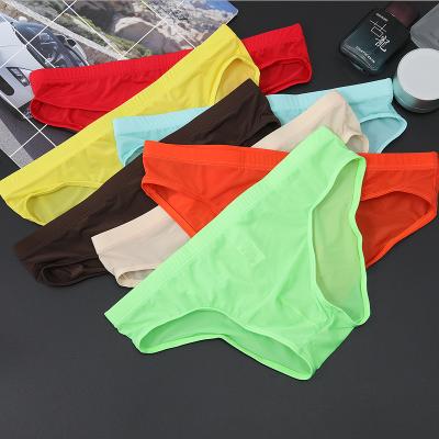 China Antibacterial Wholesale Low Waist Ice Silk Solid Boxer Briefs Men's Underwear Summer Boys Nylon Underwear for sale