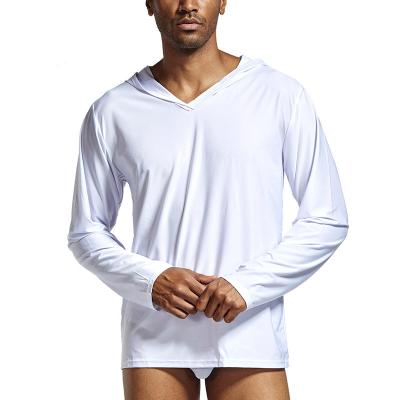 China QUICK DRY Mens Sleepwear Ice Silk Tops Boys Comfortable Pajamas Knitwear Sexy Hoodies for sale