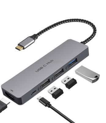 China Professional USB C Hub Multi Function 5 Ports USB Hub Type C 3.0 111.6*32.4*11mm for sale