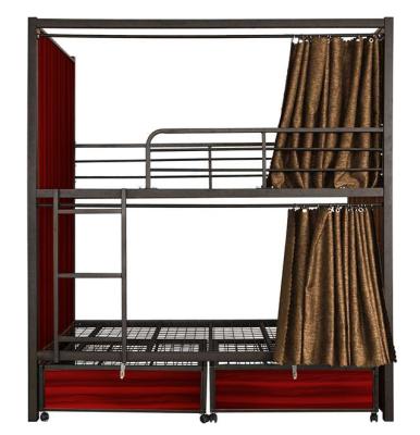 China Space saving price metal pipe queen size cheap twins bunk bed with curtain hotel bunk bed capsule bed for sale