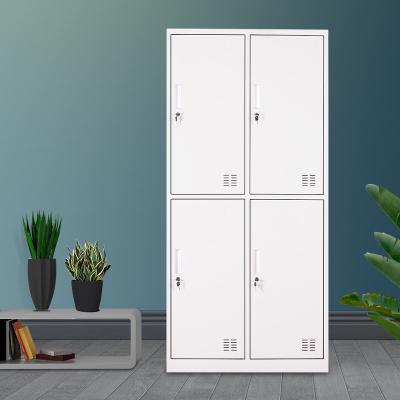 China Popular Multi-funtional Steel Wardrobe Storage Cabinet Customized 4 Doors Fashion Office Furniture (Height)Adjustable for sale