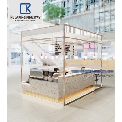 China Heavy Duty Coffee Kiosk Coffee Kiosk Bar Furniture Cupcake Display Food Mall Bar Counter Drinking Indoor Coffee Kiosk for sale