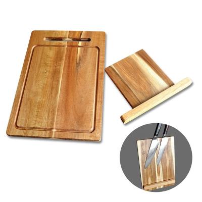 China Eco friendly 2 in 1 wooden cutting board with magnetic knife block for sale