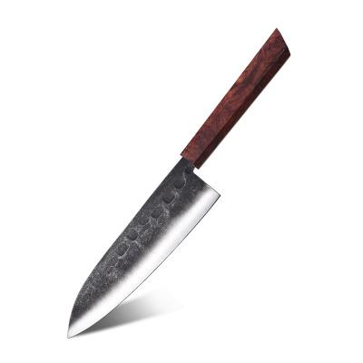 China Sustainable Newcomer High Carbon Forge Knife With Red Shade Wood Handle for sale