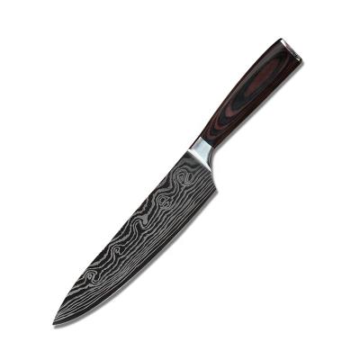 China Low MOQe Viable 8 Inch Pakka Wood Handle High Carbon Steel Chef Knife for sale