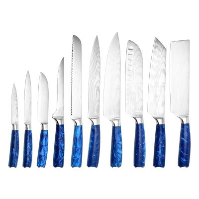 China Sustainable Premium 10PCS Kitchen Knife Set With Resin Handle for sale