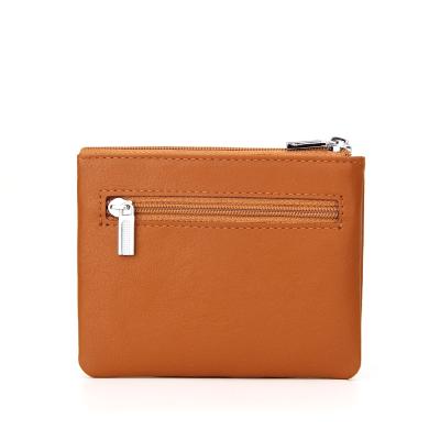 China RFID Brown REACH Pass PU Zipper Wallet Custom Your LOGO RPET Lining Coin Wallet for sale