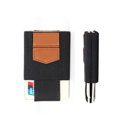 China Slim Minimalist RFID Mini Elastic Wallet Strap Puller Credit Card Wallet for sale