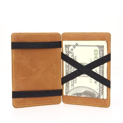 China RFID Full Grain Leather Magic Wallet Deboss Your Logo Custom Magic Wallet for sale