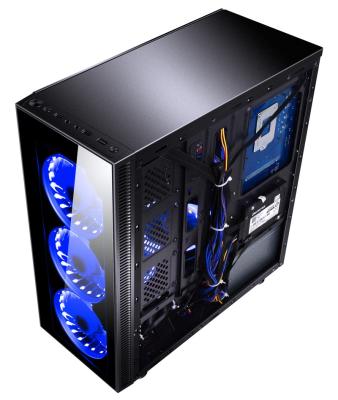 China With Power Supply Redragon GC-601 LE RGB Fans Glass Panels ATX 165CPU Total 7pcs Fans Gaming PC Aluminum Case for sale