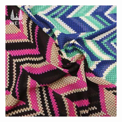 China Beautiful Fashion WI-A08 Shrink-Resistant Anti-Static In Color Patterns Geometric Chiffon Fabric 100% Polyester Fabric For African for sale