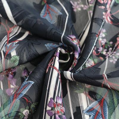 China Polyester jacquard chiffon flower print anti-static custom fabric woven jacquard fabric for dress for sale