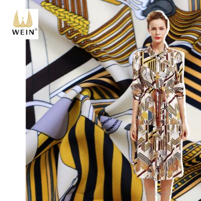 China WI-D02 fashionable anti-static patterns sph stretch 1/2 twill 124gsm print shirting geometric chain fabric for sale