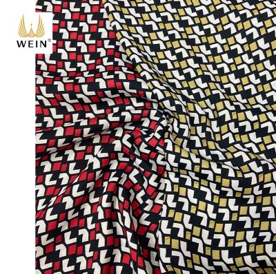 China WI-A11 Anti-static ready to ship 100% polyester double twill geometric pattern printed fabric for shirting and dress for sale