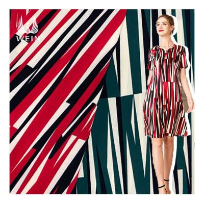 China WI-D11 Soft And Thin Red White Super Stretch Fabric Striped Print For Swimwear for sale