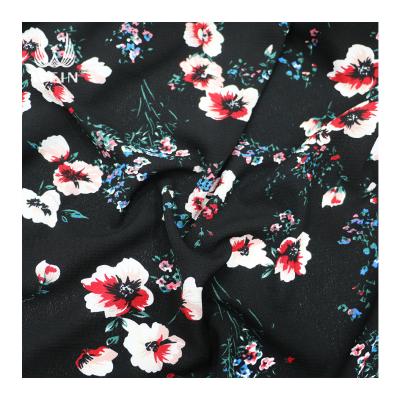 China Stock clearance WI-D03 anti-static cheap price spandex flower printed bubble chiffon fabric for dress for sale