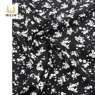 China WI-B12 Anti-Static Selling Well Not See Through Wool Peach Fabric Black And White Monochrome Printing For Shirts for sale