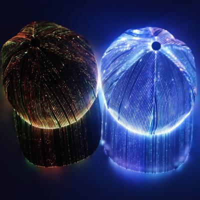 China COMMON Usb Charging Fiber Optic 7 Colors Baseball Cap Led Praise Party Luminous Led Glowing Hat for sale