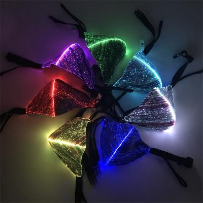 China Constant On/Fast Flashing/Colorful Rotation Led Mask Multicolor Luminous Fiber Optic Cloth Light Mask for sale