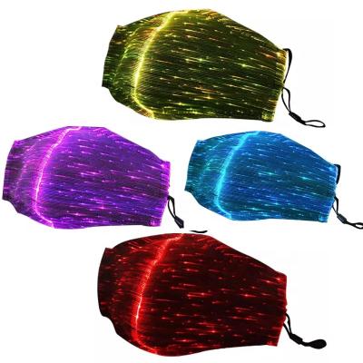 China Constant On/Fast Flashing/Colorful Rotation Fashion 3 Color Design Led Fiber Optic Mask Flash Lighting 7 Colors USB Charging Praise Mask For Halloween Party for sale