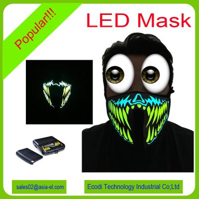 China Be Different And Unique Sound Activated Led Mask EL Panel Mask Light Face Shield With Custom Design for sale